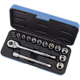 SW3815M-6 Metric Socket Wrench Set, 15 Pcs, 3/8" Drive Size