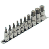 HSW3812-10 SAE Bit Socket Set, Hex, 1/2"/3/8" Drive, 10 Pcs