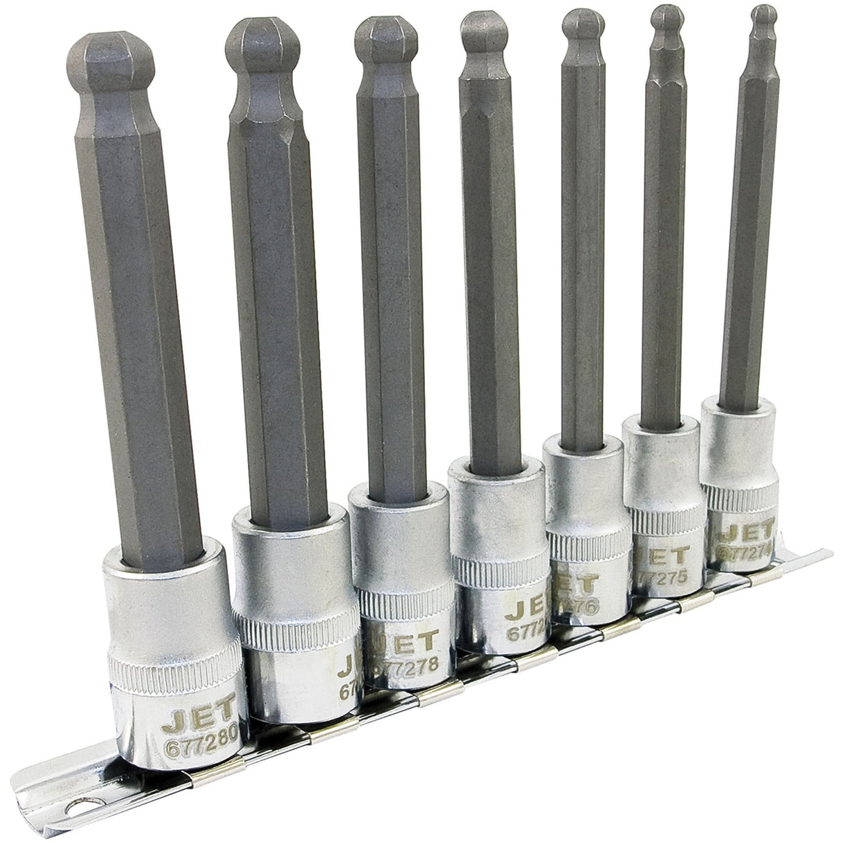 LHSW-3807M Metric 4" Long Ball Nose Socket Set, Hex Ball, 3/8" Drive, 7 Pcs