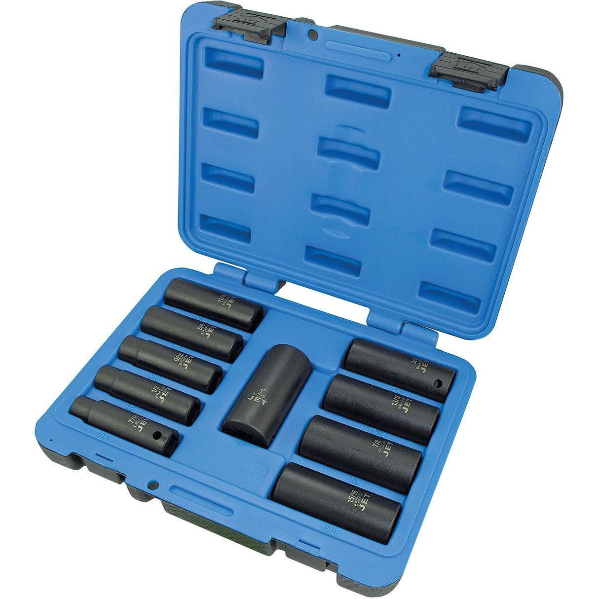 PS1012D 6-Point SAE Socket Set, 10 Pcs, Impact, 1/2" Drive Size, Deep