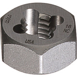 Hexagon Rethreading Dies, Bright Finish, 7/16"-14 Thread, High Speed Steel