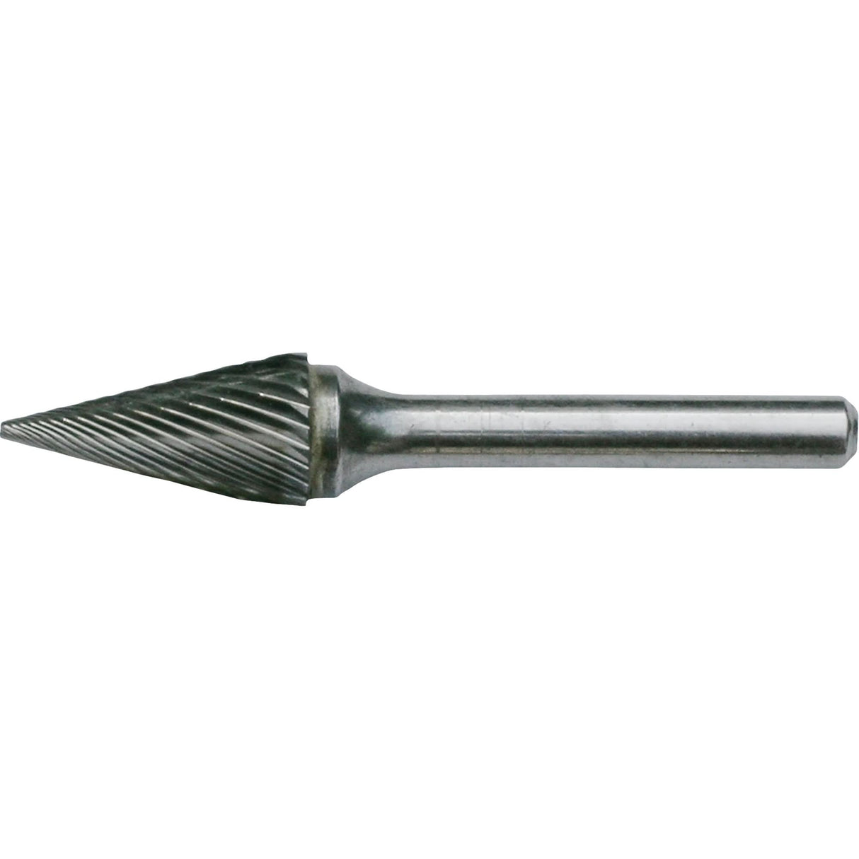 Solid Carbide Burrs - Pointed Cone Shape, SM-51, 1/4" Dia., 1/8" Shank, 1/2" Depth of Cut