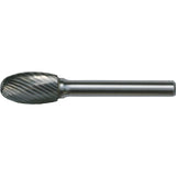 Solid Carbide Burrs - Oval Shape, SE-5, 1/2" Dia., 1/4" Shank, 7/8" Depth of Cut