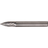 Solid Carbide Burrs - Tree Shape Pointed End, SG-1, 1/4" Dia., 1/4" Shank, 5/8" Depth of Cut