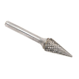 Solid Carbide Burrs - Pointed Cone Shape, SM-5, 1/2" Dia., 1/4" Shank, 22.2 mm Depth of Cut