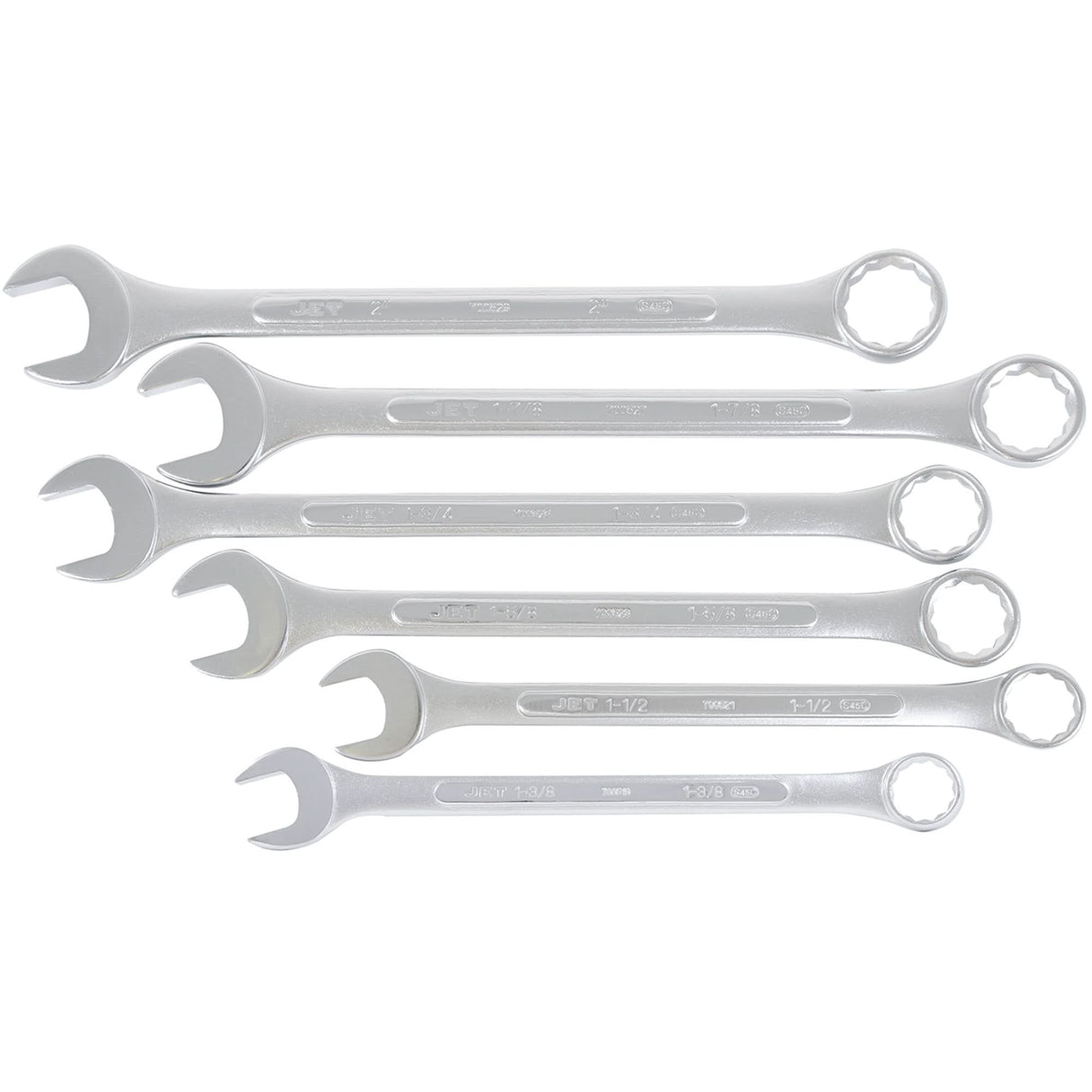 Fully Polished Long Pattern Combination Wrench Set, Combination, 6 Pieces, Imperial