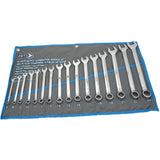 Fully Polished Long Pattern Combination Wrench Set, Combination, 16 Pieces, Metric