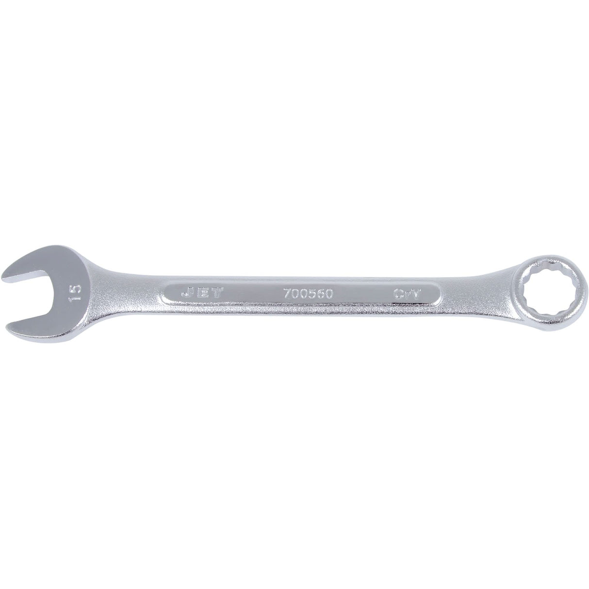Raised Panel Combination Wrench, 15 mm, Chrome Finish