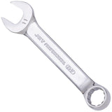 Fully Polished Stubby Combination Wrench, 12 Point, 11 mm, Chrome Finish