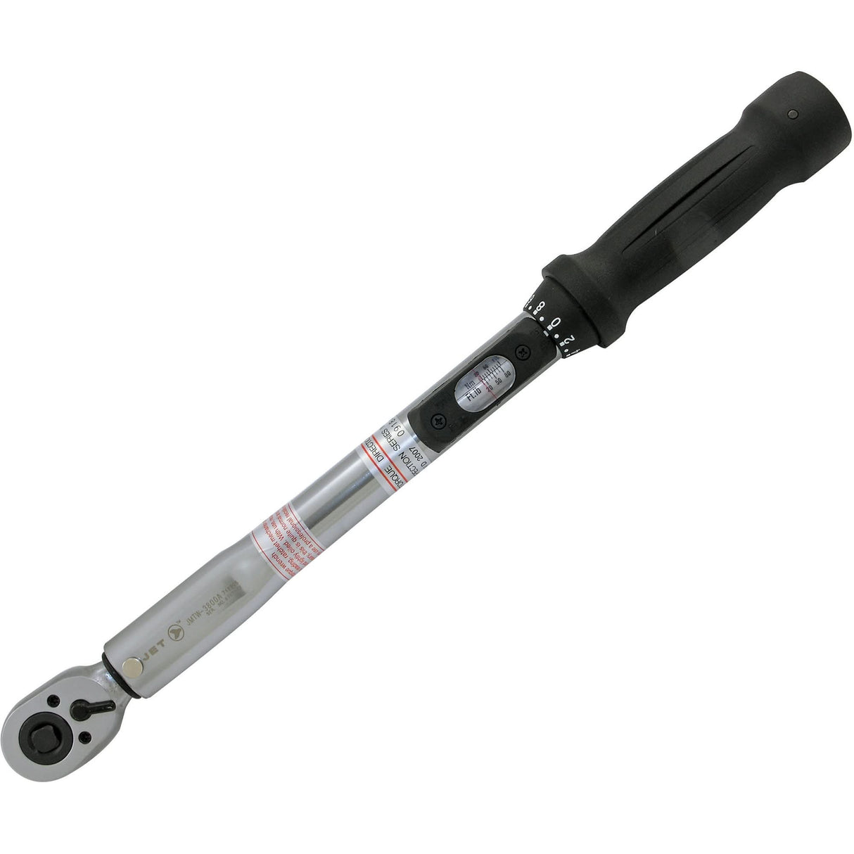 Heavy-Duty Slim Head Torque Wrench, Click, 3/8" Square Drive, 10 - 80 ft-lbs.