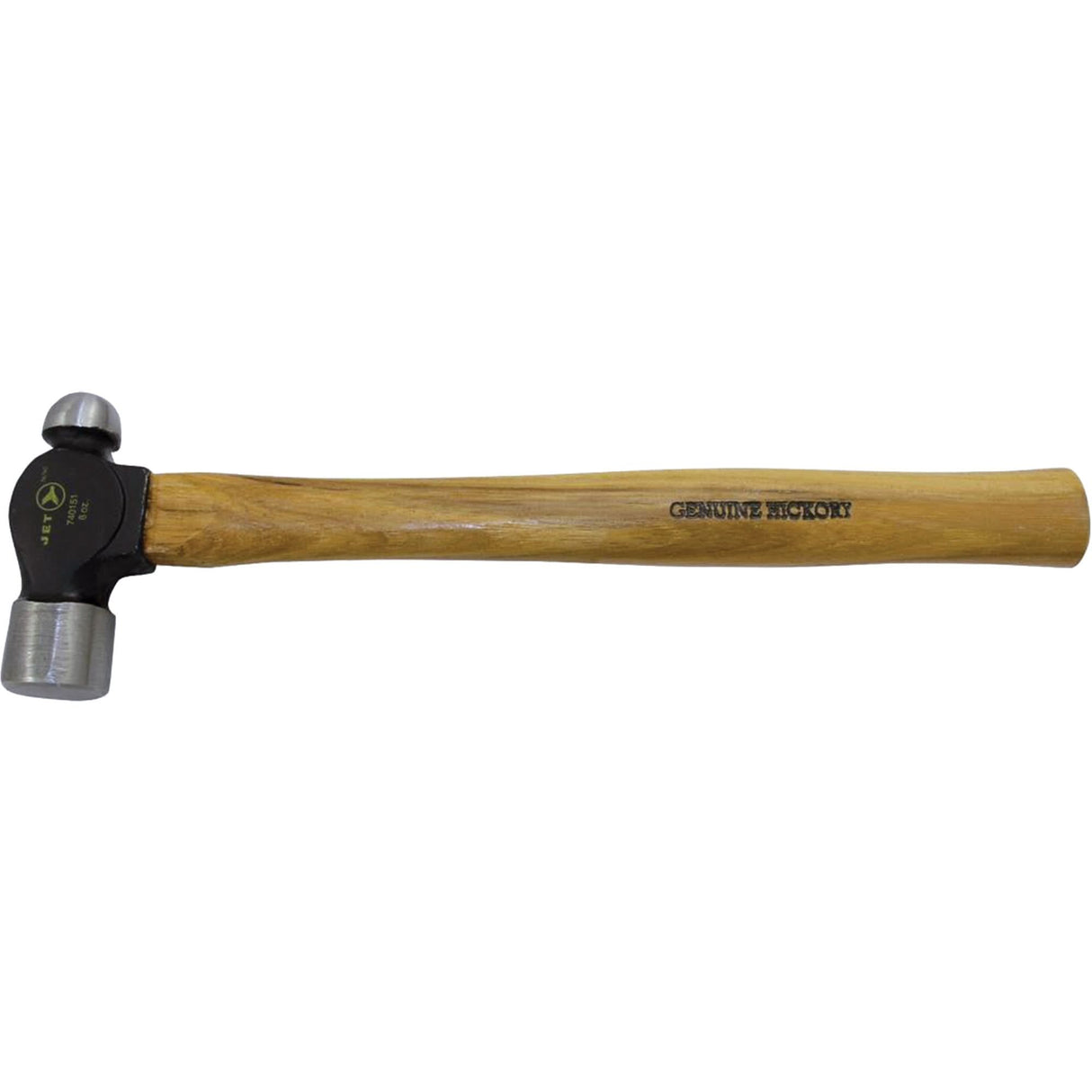 Heavy-Duty Hickory Handle Ball Pein Hammer, 24 oz. Head Weight, Plain Face, Wood Handle