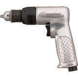 Reversible Air Drill, 4 CFM, 1/4" NPTF, 93 dBA, 3/8" Chuck, Keyed