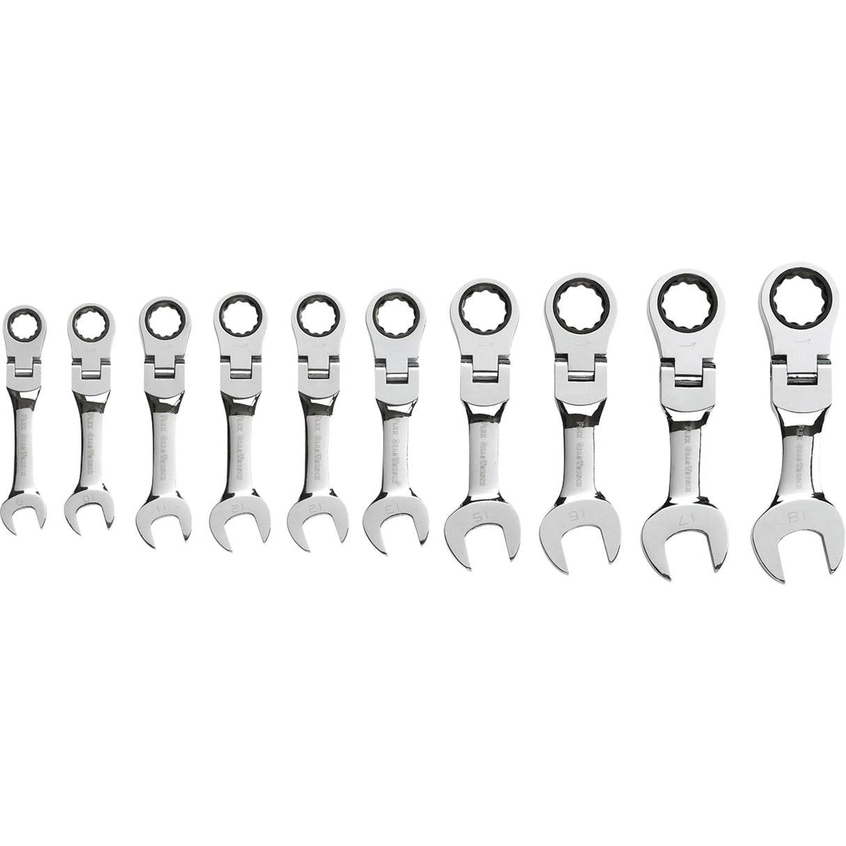 Stubby Wrench Set, Combination, 10 Pieces, Metric
