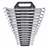 12-Point Long Pattern Wrench Set, Combination, 15 Pieces, Imperial