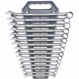 12-Point Long Pattern Wrench Set, Combination, 15 Pieces, Metric
