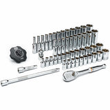 6-Point SAE/Metric Mechanics Tool Set, 51 Pcs, 1/4" Drive Size, Deep