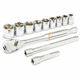 6-Point SAE Mechanics Tool Set, 12 Pcs, 3/8" Drive Size