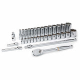 6-Point SAE Mechanics Tool Set, 33 Pcs, 1/2" Drive Size, Deep