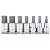 Metric Bit Socket Set, Hex, 1/2" Drive, 7 Pcs