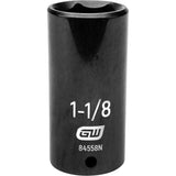 SAE Socket, Impact, 1-1/8", 1/2" Drive, 6 Points, Deep