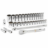 12 Point SAE Mechanics Tool Set, 33 Pcs, 1/2" Drive Size, Deep