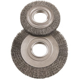 8" Major Wire Wheel Brushes, 8" Dia., 0.005" Fill, 2" Arbor