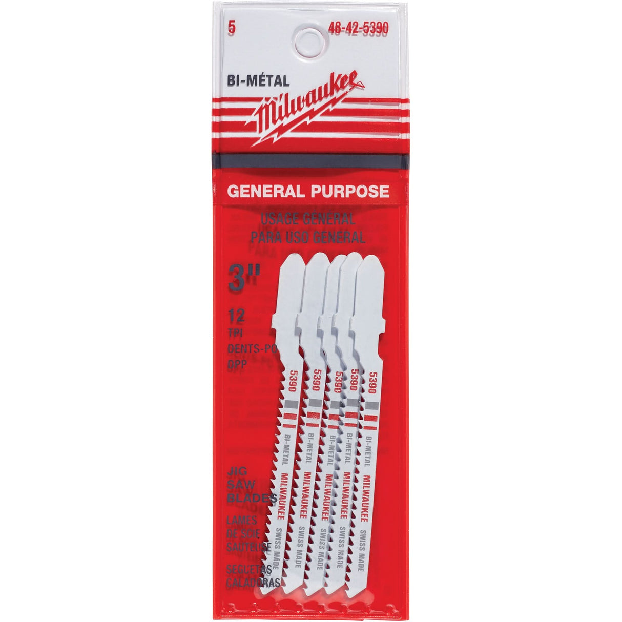 Jigsaw Blade, Bi-Metal, T-Shank, 3" L, 12 TPI