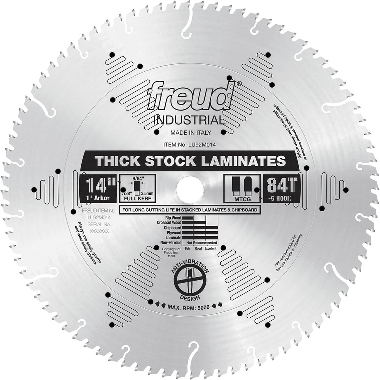 Industrial Saw Blade - Chipboard, 14", 84 Teeth, Laminate Use