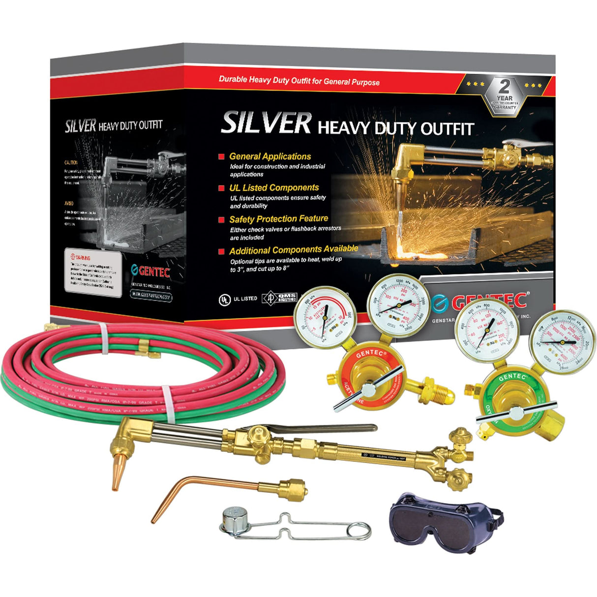 Silver Heavy-Duty Welding & Cutting Outfi ts, 3/4" Cut, 1/2" Weld