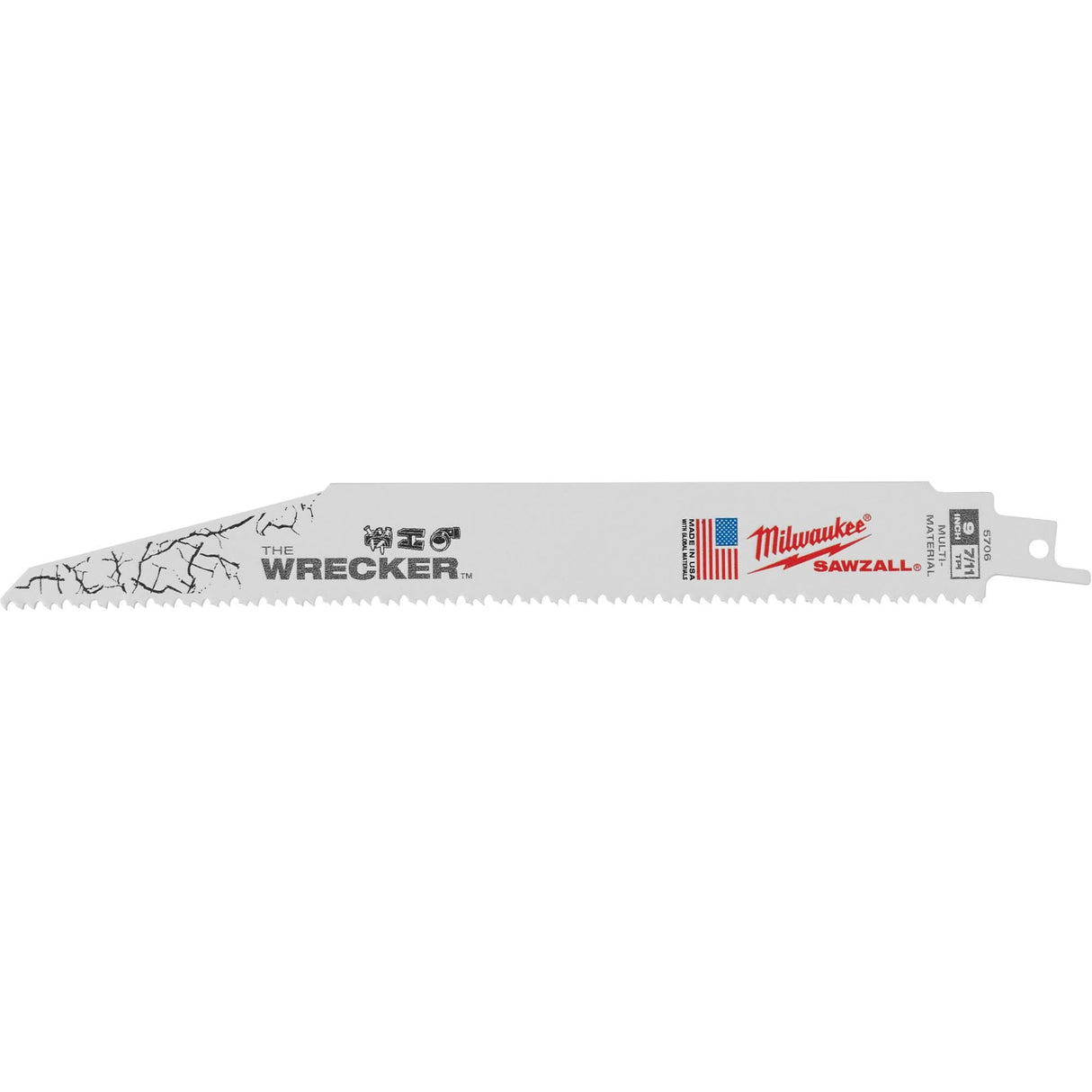 The Wrecker™ Multi-Material Sawzall® Blade, Bi-Metal, 7-11 TPI, 9" L x 1" W
