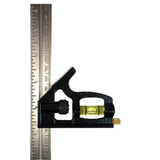 Johnson™ 406EM - Combination Square, 6" x 1" L, 1/32" Graduations, Steel, Plain