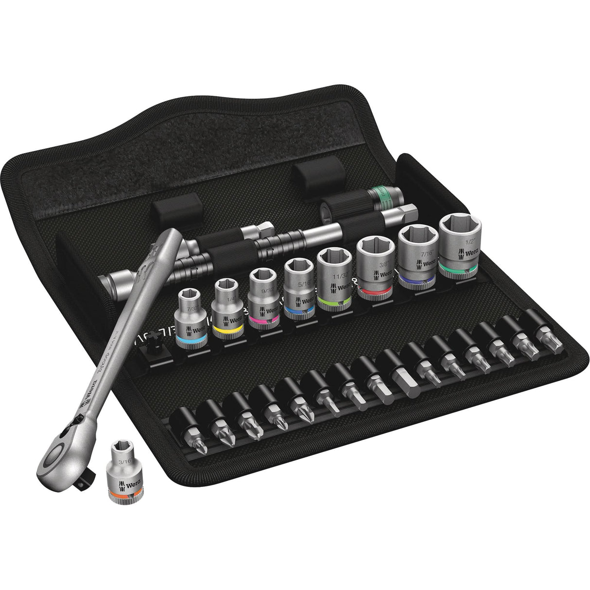 Zyklop Imperial Metal Ratchet with Switch Lever Set, 28 Pcs, 1/4" Drive Size