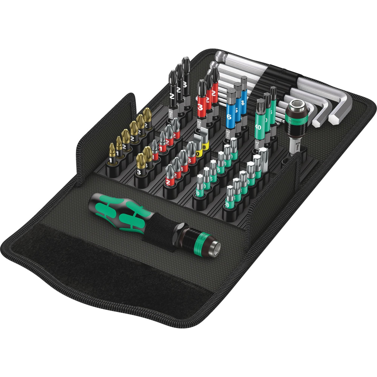 Kraftform Kompakt 100 Screw Driving set 52-PC, 6-1/32" L, Plastic Handle
