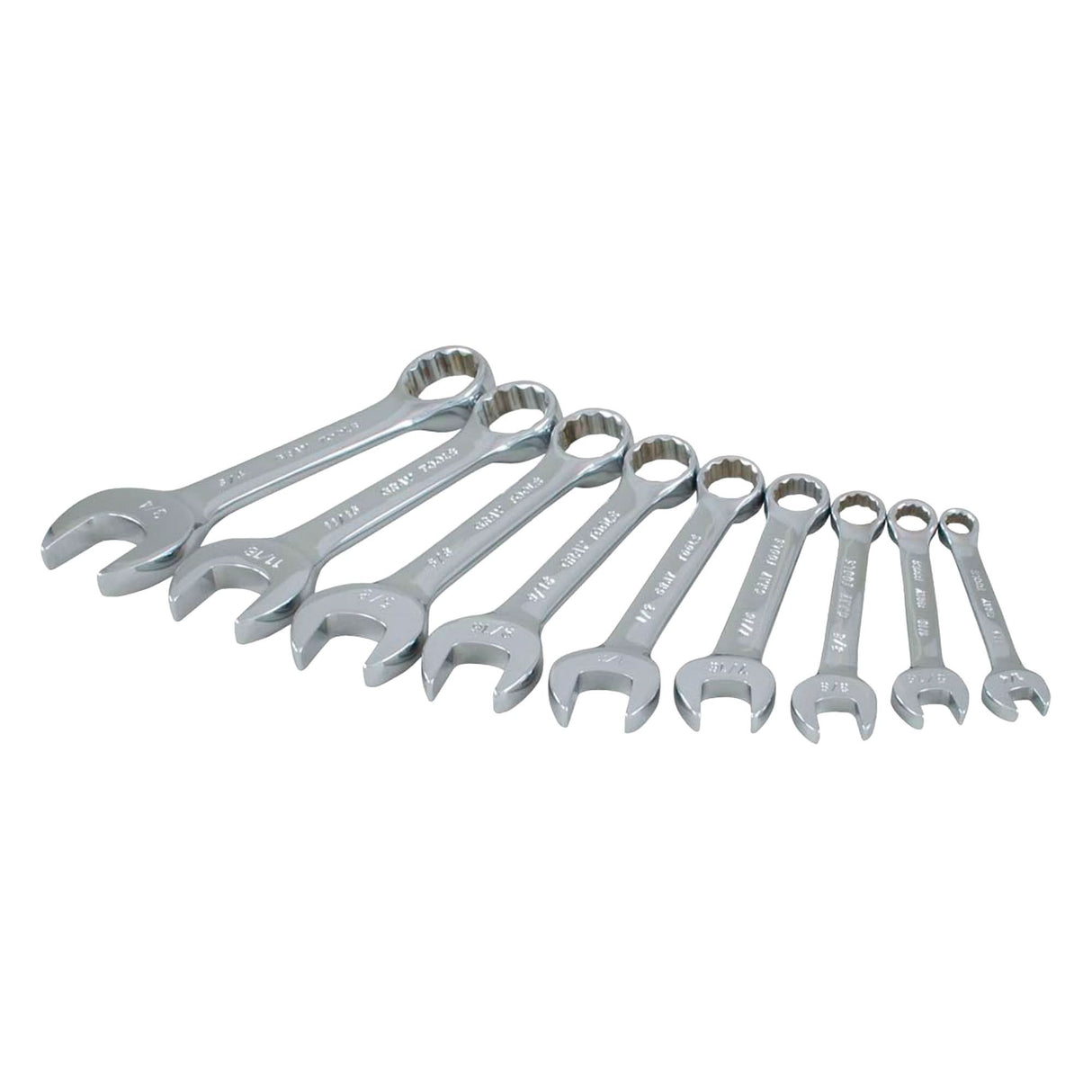 Stubby Wrench Set, Combination, 9 Pieces, Imperial