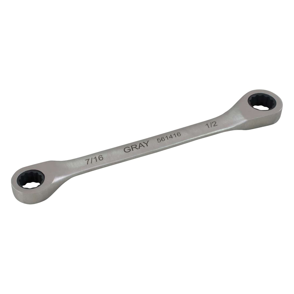 Double Box End Gear Ratcheting Wrench, 12 Point, 11/16" x 3/4", Plain Finish