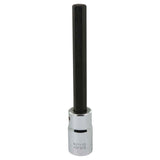 Extra Long Bit Socket, Hex, 10 mm x 128 mm L, 1/2" Square Drive Drive