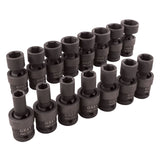 Universal Joint Socket Set, 15 Pcs, Impact, 1/2" Drive Size