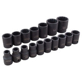 Socket Set, 17 Pcs, Impact, 1/2" Drive Size