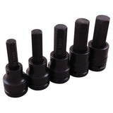 Impact Socket Set, Hex, 3/4" Drive, 5 Pcs