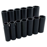 Socket Set, 13 Pcs, Impact, 1/2" Drive Size, Deep