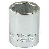 Socket, 1/2", 1/4" Drive, 6 Points