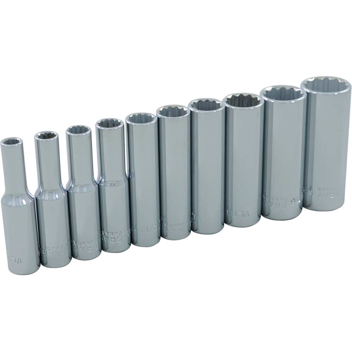 Socket Set , 10 Pcs, 1/4" Drive Size, Deep