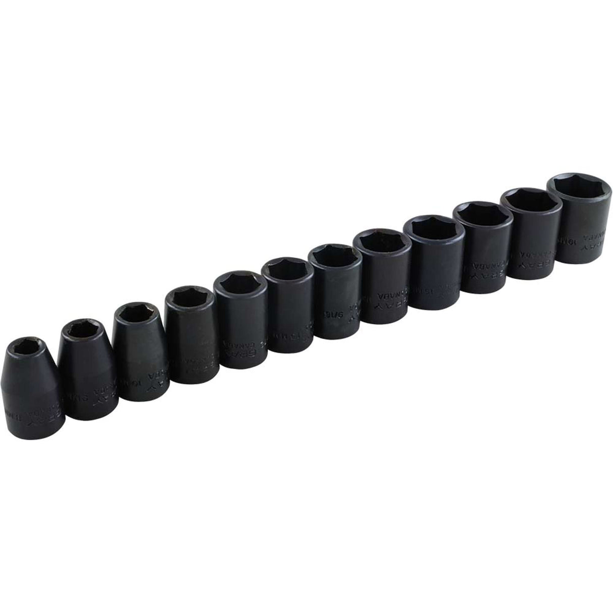 Socket Set, 12 Pcs, Impact, 3/8" Drive Size
