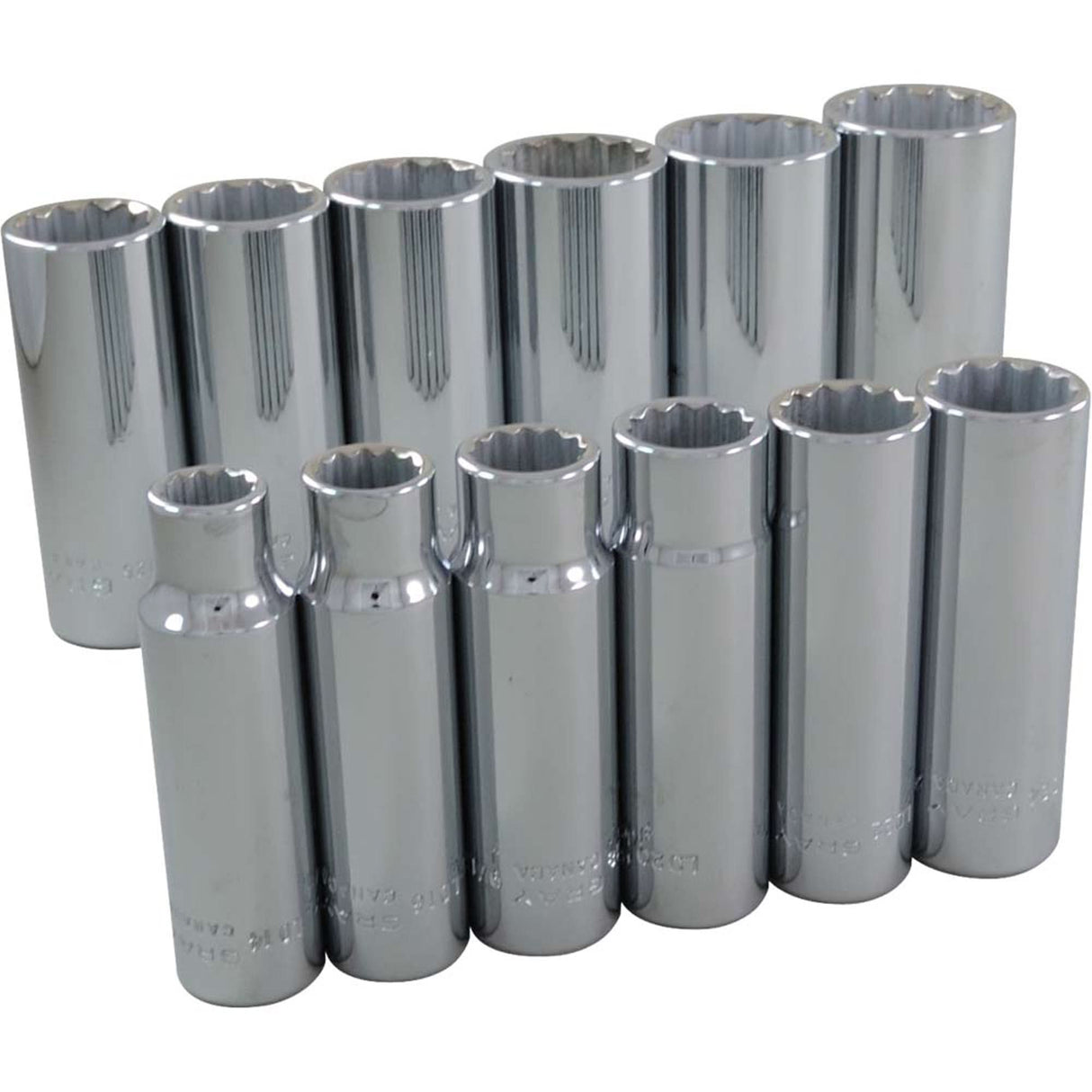 Socket Set, 12 Pcs, 1/2" Drive Size, Deep