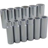 Socket Set, 12 Pcs, 1/2" Drive Size, Deep