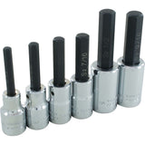 Hex Head Socket Set, Hex, 1/2" Drive, 6 Pcs