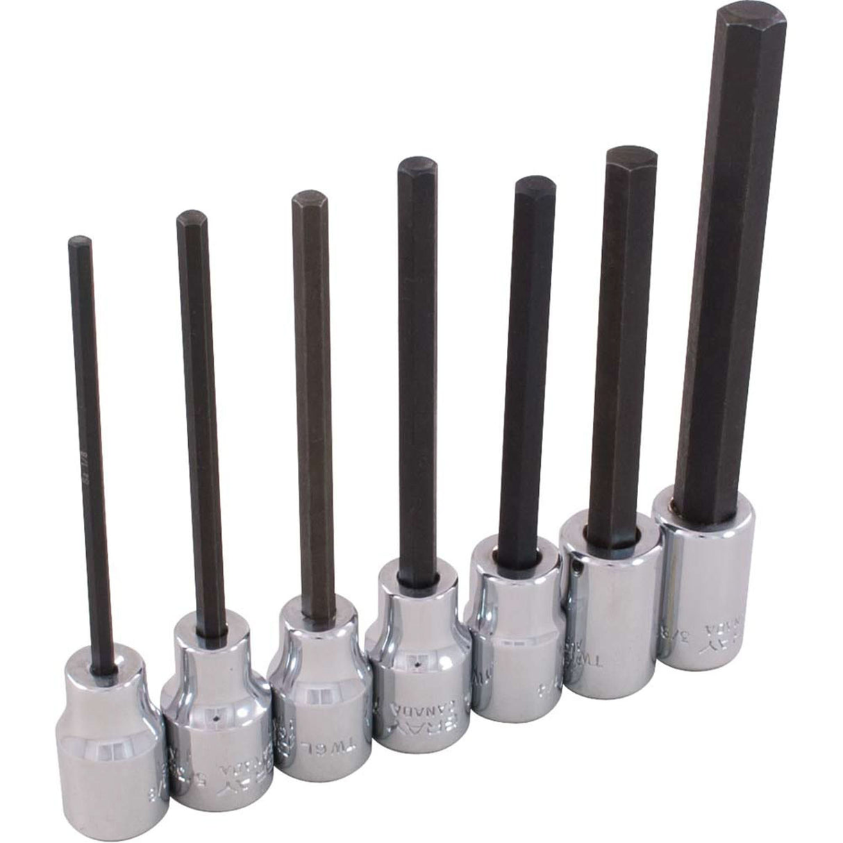 Hex Head Socket Set, Hex, 3/8" Drive, 7 Pcs