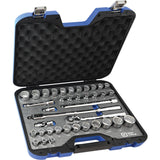 SAE & Metric Socket & Attachments Set, 38 Pcs, 1/2" Drive Size