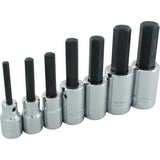 Hex Head Socket Set, Hex, 1/2" Drive, 7 Pcs