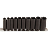 Long Socket Set, 10 Pcs, Impact, 1/4" Drive Size, Deep